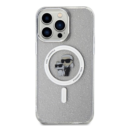 Apple iPhone 15 Pro Max Karl Lagerfeld IML Glitter Karl and Choupette MagSafe husă (Transparent) – KLHMP15XHGKCNOT