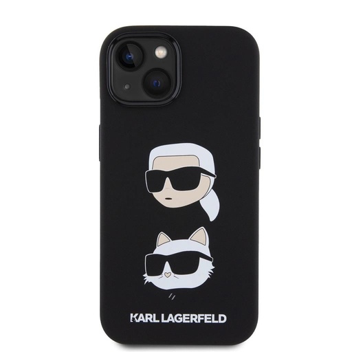Apple iPhone 15 Karl Lagerfeld Liquid Silicone Karl and Choupette Heads husă spate (Negru - KLHCP15SSDHKCNK)