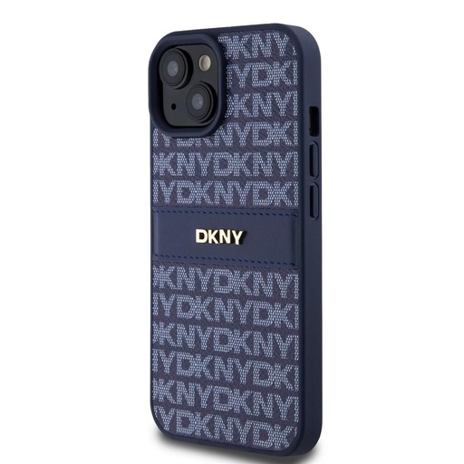 Apple iPhone 15 DKNY PU Leather Repeat Pattern Tonal Stripe husă spate (Albastru - DKHCP15SPRTHSLB)