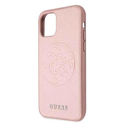 Apple iPhone 11 Pro Guess Saffiano Embossed Circle Logo husă (Roz) - GUHCN58RSSASRG