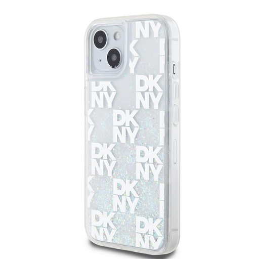 Apple iPhone 15 DKNY Liquid Glitter Checkered Pattern husă spate (Transparent - DKHCP15SLCPEPT)