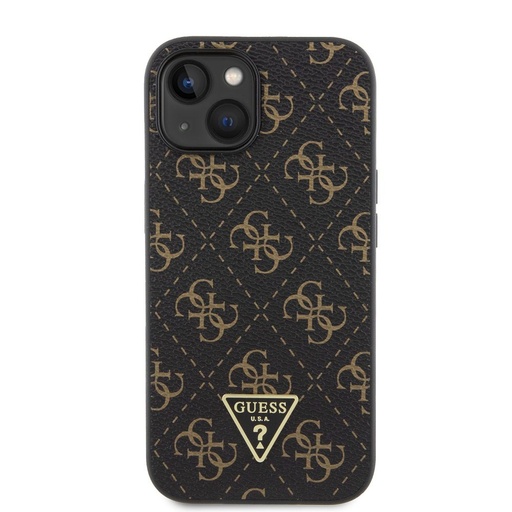 Apple iPhone 15 Guess PU Leather 4G Triangle Metal Logo husă (Negru) - GUHCP15SPG4GPK