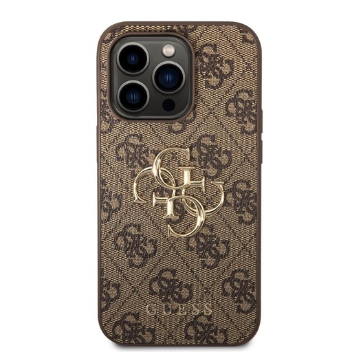 Apple iPhone 15 Pro Max Guess PU 4G Metal Logo husă (Maro) - GUHCP15X4GMGBR