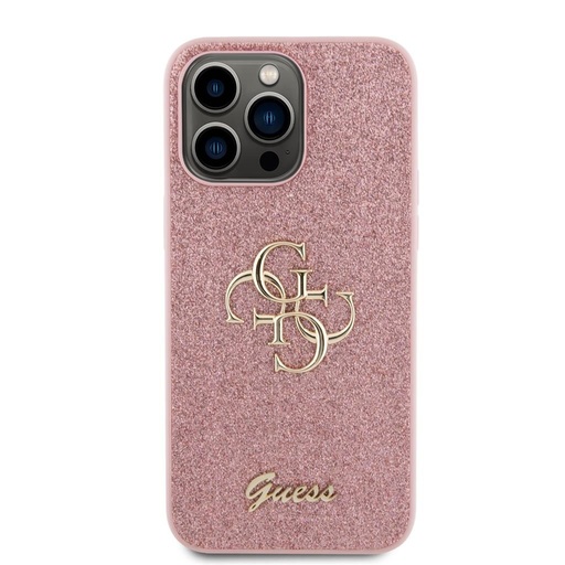 Apple iPhone 15 Pro Max Guess PU Fixed Glitter 4G Metal Logo husă (Roz) - GUHCP15XHG4SGP
