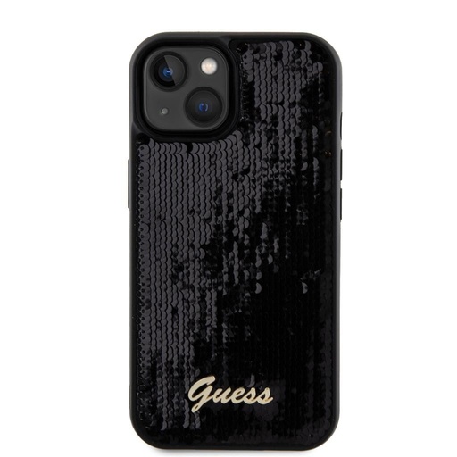 Apple iPhone 15 Guess Sequin Script Logo husă (Negru) - GUHCP15SPSFDGSK