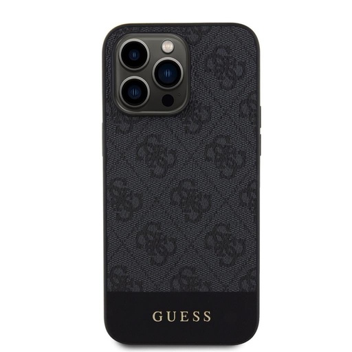 Apple iPhone 15 Pro Guess PU 4G Stripe MagSafe husă (Negru) - GUHMP15LG4GLGR