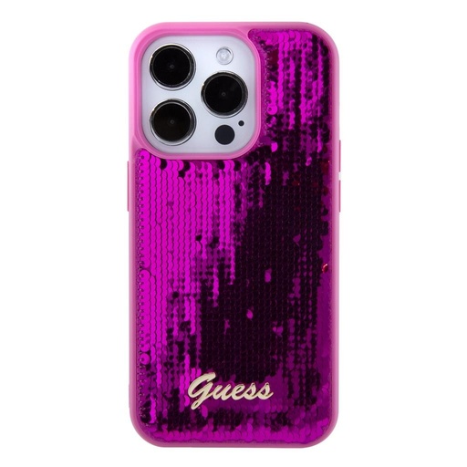Apple iPhone 15 Guess Sequin Script Logo husă (Magenta) - GUHCP15SPSFDGSF