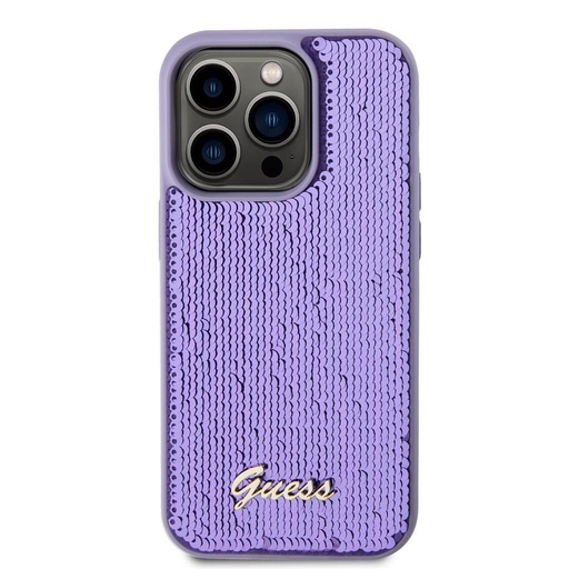 Apple iPhone 15 Pro Max Guess Sequin Script Logo husă (Mov) - GUHCP15XPSFDGSU