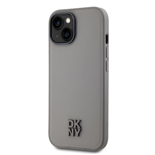 Apple iPhone 15 DKNY PU Leather Stack Logo Magsafe husă spate (Gri - DKHMP15SPSMCSLE)