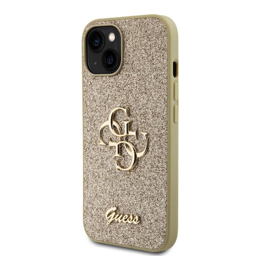 Apple iPhone 15 Guess PU Fixed Glitter 4G Metal Logo husă (Auriu) - GUHCP15SHG4SGD