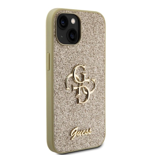 Apple iPhone 15 Guess PU Fixed Glitter 4G Metal Logo husă (Auriu) - GUHCP15SHG4SGD