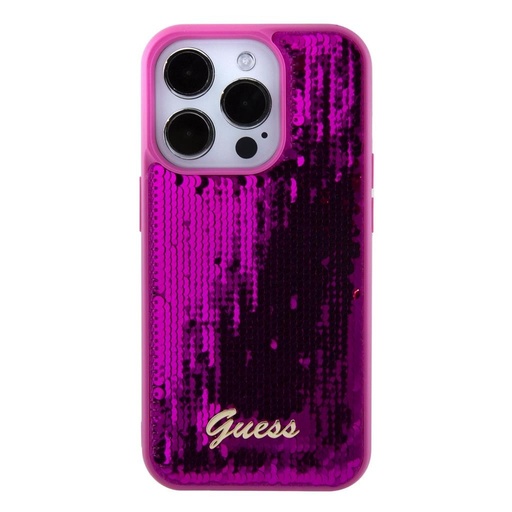 Apple iPhone 15 Pro Guess Sequin Script Logo husă (Magenta) - GUHCP15LPSFDGSF