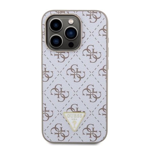 Apple iPhone 15 Pro Guess PU Leather 4G Triangle Metal Logo husă (Alb) - GUHCP15LPG4GPH
