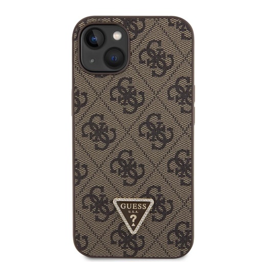 Apple iPhone 15 Guess PU 4G Strass Triangle husă + Curea (Maro) - GUHCP15SP4TDSCPW