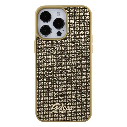 Apple iPhone 15 Pro Max Guess PU Square Mirror Script Logo husă (Auriu) - GUHCP15XPMSDGSD
