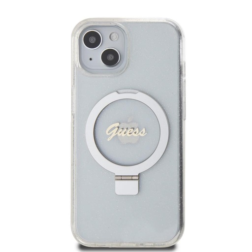 Apple iPhone 15 Guess IML Ring Stand Glitter MagSafe husă (Transparent) - GUHMP15SHRSGSD