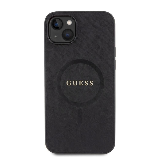 Apple iPhone 15 Guess PU Saffiano MagSafe husă (Negru) - GUHMP15SPSAHMCK