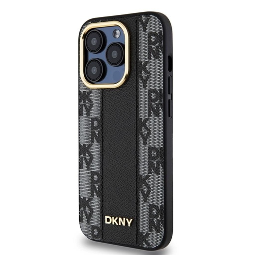 Apple iPhone 15 Pro Max DKNY PU Leather Checkered Pattern Magsafe husă spate (Negru - DKHMP15XPCPVSLK)