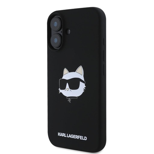 Apple iPhone 16 Karl Lagerfeld Liquid Silicone Choupette Head MagSafe husă (Negru) – KLHMP16SSCHPPLK