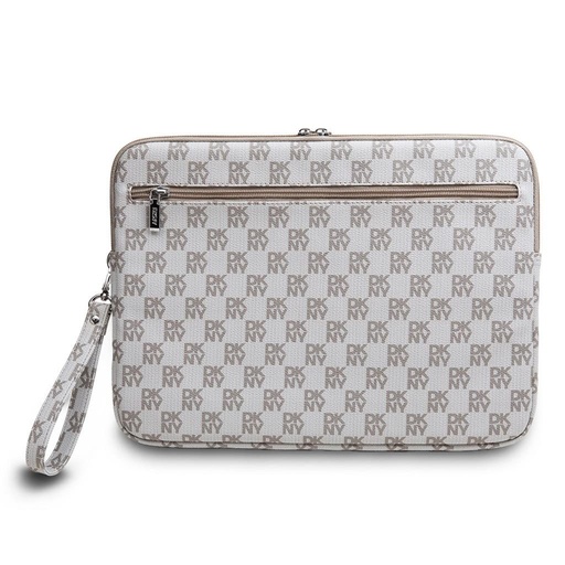 DKNY PU Leather Checkered Pattern and Stripe Laptop husă 13" - 14" (Bej - DKCS14PVSHLE)