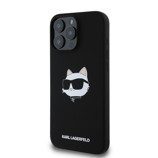 Apple iPhone 16 Pro Karl Lagerfeld Liquid Silicone Choupette Head MagSafe husă (Negru) – KLHMP16LSCHPPLK