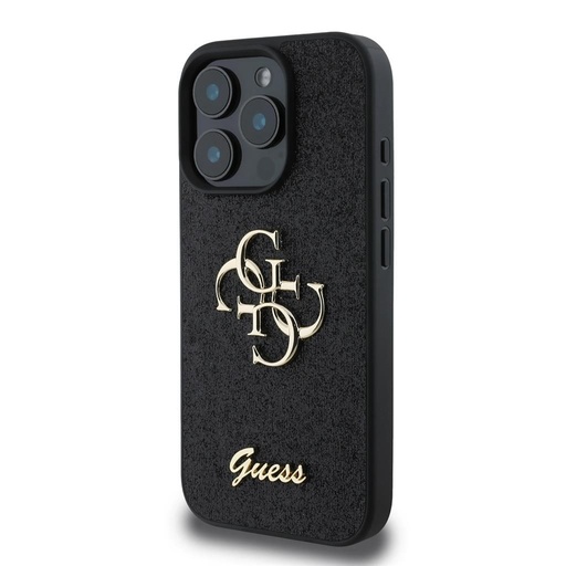Apple iPhone 16 Pro Max Guess PU Fixed Glitter 4G Metal Logo husă (Negru) - GUHCP16XHG4SGK