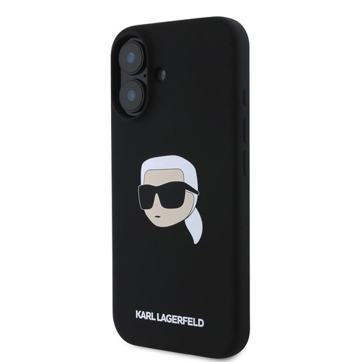 Apple iPhone 16 Karl Lagerfeld Liquid Silicone Karl Head MagSafe husă (Negru) – KLHMP16SSKHPPLK
