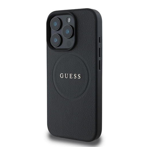 Apple iPhone 16 Pro Guess PU Grained Classic Logo MagSafe husă (Negru) - GUHMP16LPGHSMMK