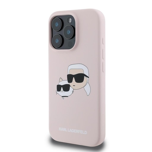 Apple iPhone 16 Pro Max Karl Lagerfeld Liquid Silicone Double Heads MagSafe husă (Roz) – KLHMP16XSKCHPPLP
