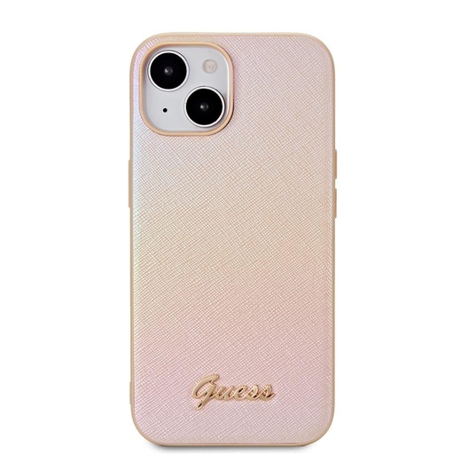 Apple iPhone 15 Guess PU Leather Iridescent Metal Script husă (Auriu) - GUHCP15SPSAIRSD