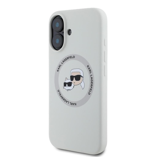 Apple iPhone 16 Karl Lagerfeld Liquid Silicone K&CH Heads MagSafe husă (Bej) – KLHMP16SSKCHTCE