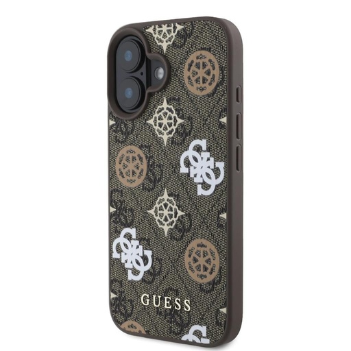 Apple iPhone 16 Guess PU 4G Peony MagSafe husă (Maro) - GUHMP16SP4PWPW