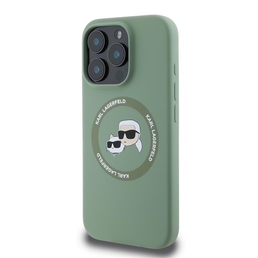 Apple iPhone 16 Pro Karl Lagerfeld Liquid Silicone K&CH Heads MagSafe husă (Kaki) – KLHMP16LSKCHTCA
