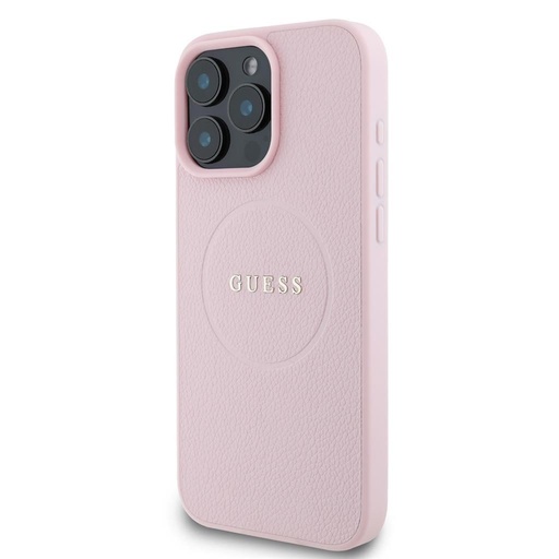 Apple iPhone 16 Pro Max Guess PU Grained Classic Logo MagSafe husă (Roz) - GUHMP16XPGHSMMP