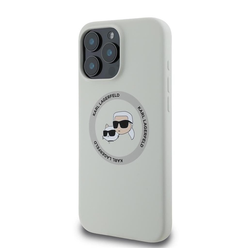 Apple iPhone 16 Pro Max Karl Lagerfeld Liquid Silicone K&CH Heads MagSafe husă (Bej) – KLHMP16XSKCHTCE