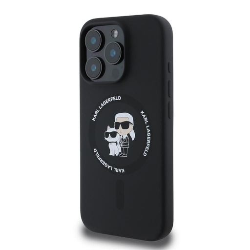 Apple iPhone 16 Pro Max Karl Lagerfeld Liquid Silicone Karl and Choupette MagSafe husă (Negru) – KLHMP16XSCMKCRHK