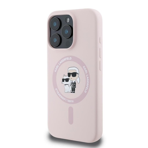Apple iPhone 16 Pro Max Karl Lagerfeld Liquid Silicone Karl and Choupette MagSafe husă (Roz) – KLHMP16XSCMKCRHP