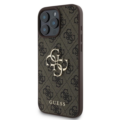 Apple iPhone 16 Pro Guess PU 4G Metal Logo husă (Maro) - GUHCP16L4GMGBR