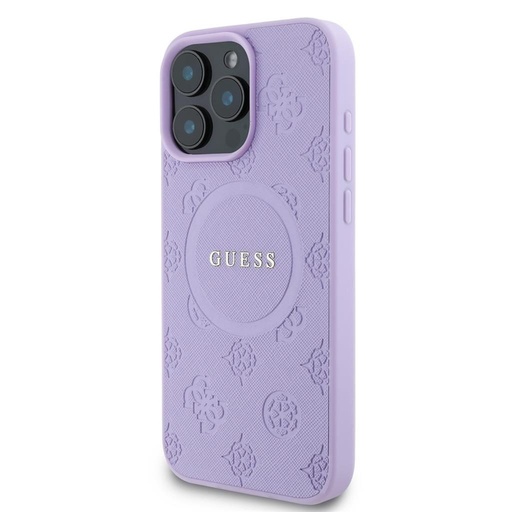 Apple iPhone 16 Pro Max Guess Saffiano Peony Stamp MagSafe husă (Mov) - GUHMP16XPSAPSMEU