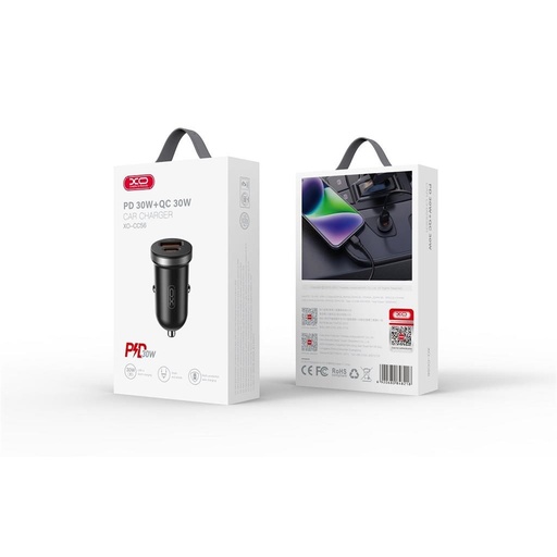 XO CC56 auto încărcător rapid (PD + QC încărcare) 30W (Negru)