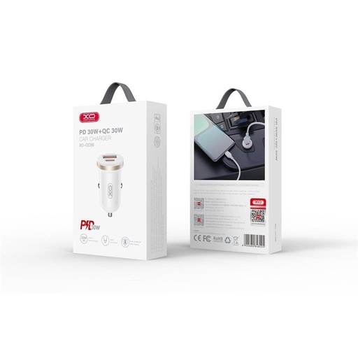 XO CC56 auto încărcător rapid (PD + QC încărcare) 30W (Alb)
