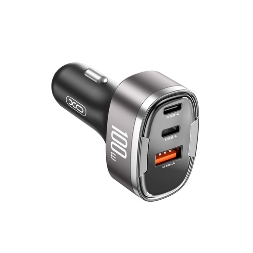 XO CC61 auto încărcător rapid 2 PD + QC 3.0 cu conector 100W (Negru)