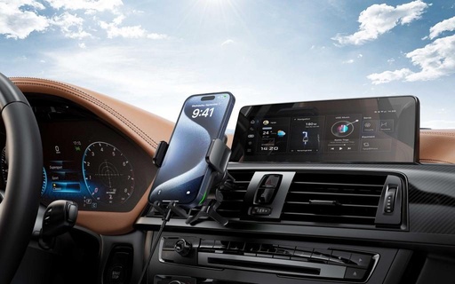 XO WX041 suport auto fără fir cu încărcare (Negru) – 15W, dublu karos cu grilă de ventilație fixare