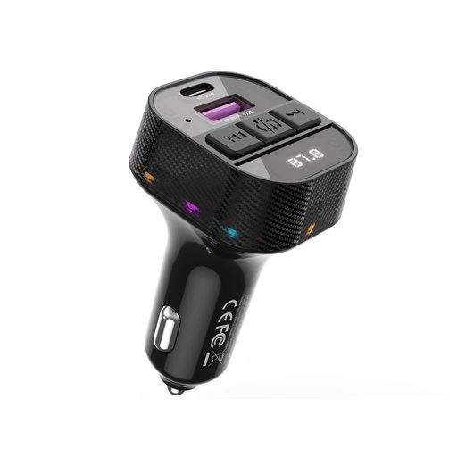 XO BCC17 FM transmitter 30W auto încărcător USB-C cu cablu(Negru)