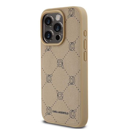 Apple iPhone 15 Pro Max Karl Lagerfeld PU Karl Heads Pattern MagSafe husă (Bej) – KLHMP15XPGKHPHE