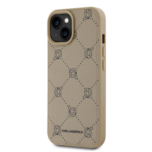 Apple iPhone 15 Karl Lagerfeld PU Karl Heads Pattern MagSafe husă (Bej) – KLHMP15SPGKHPHE