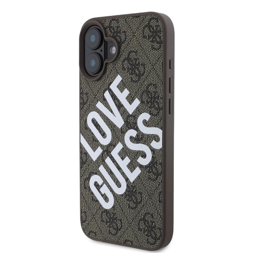 Apple iPhone 16 Guess PU Leather 4G Big Love Logo MagSafe husă (Maro) - GUHMP16SP4PLGWW