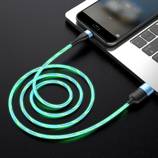 Hoco U85 microUSB cablu, 2,4A, luminos, 1m, albastru