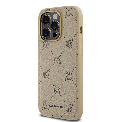 Apple iPhone 14 Pro Karl Lagerfeld PU Karl Heads Pattern MagSafe husă (Bej) – KLHMP14LPGKHPHE