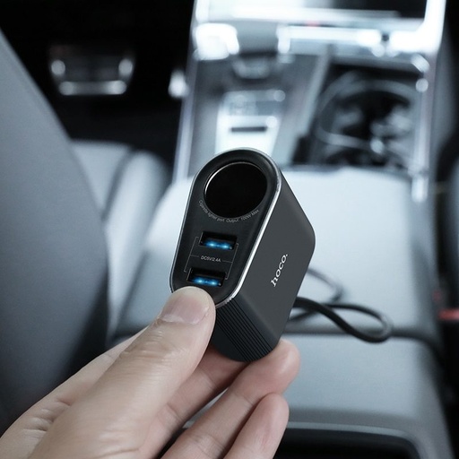 Hoco Z35A auto încărcător (2 USB port, brichetă auto conector), max. 24W, cu prelungitor, negru